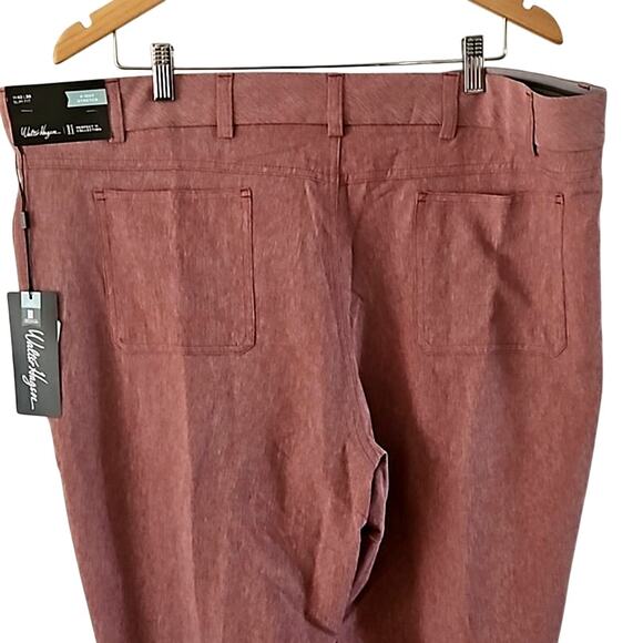 Walter Hagen Men's Perfect 11 Slim Fit Pants - Maroon/White - Size 42x30 - NWT - Picture 6 of 9